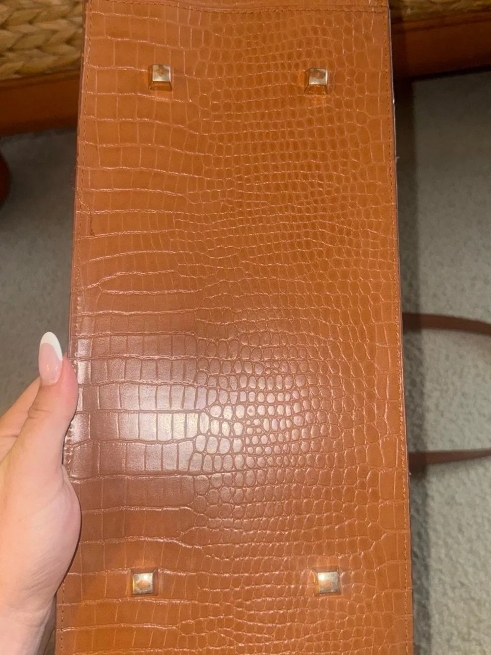 BEIS Croc-Embossed Laptop Tote